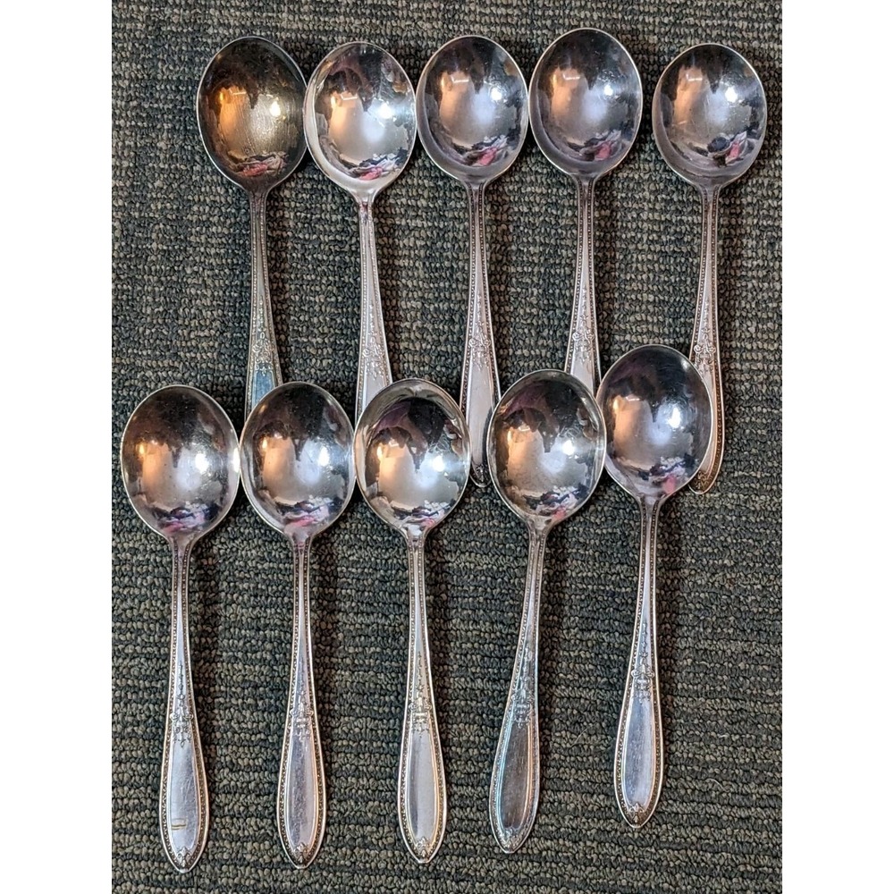 International Wm Rogers AA 10 TRIUMPH Silverplate Gumbo Soup Spoons 7" READ - Picture 7 of 7
